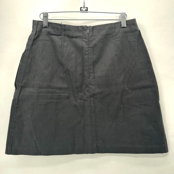 NWT KOTN Flannel Mini Skirt Womens 6 Charcoal Grey Pockets A-line Modern Preppy - Picture 3 of 10